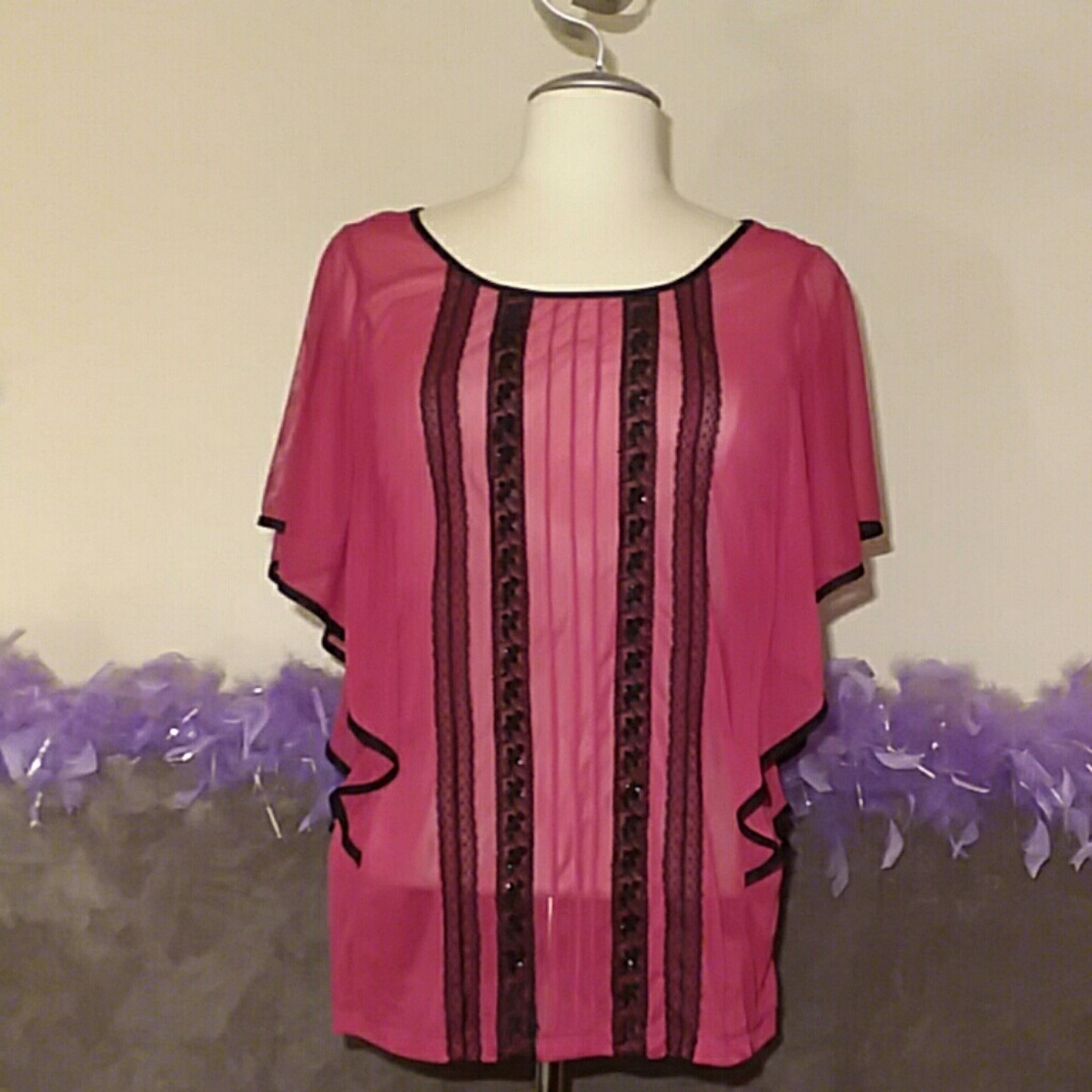 Burgundy & Black Top by Maurices